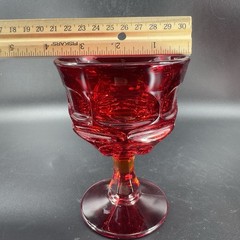 Fostoria Argus Ruby Red Water Goblet Heavy Champagne Glasses Cups Set 2 VTG