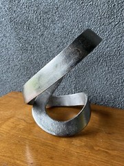 Mental Abstract Ribbon Sculpture Metal Art Modernist Mid Century Mcm