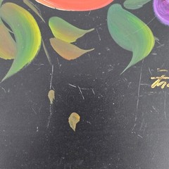 VTG Nashco 20×15 Black Toleware Serving Tray Hand-Painted Signed by Francis