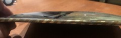 Vintage Silhouette Painted On Convex Glass 6″ x 8″ Couple Crossing Creek 1940s