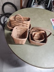 LOT OF 5 ASSORTED LONGABERGER BASKETS VARIOUS SHAPES SIZES 1980s CHEAP L$$K
