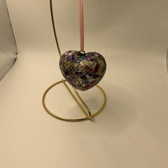 Vintage Cloisonné Brass & Enamel Puffy Butterfly Heart Hanging Ornament