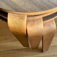 Modernist Aalto Alvar Style 3 Stacking Bent Leg Tables Vintage Formica Tops