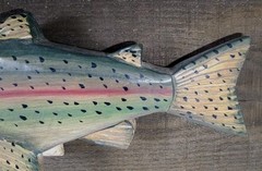 Wood Decorative Fishing Shelf Trout Rustic Lake Cabin Cottage Fathers Day 1980s