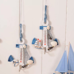 1PC Anchor Shaped Wall Hook Wood Door Hanger Nautical Conch Thermometer Decor