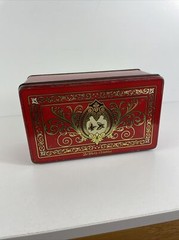 Rare Vintage Tindeco DeMets English Toffee, Bright Red Art Deco Butterfly Tin