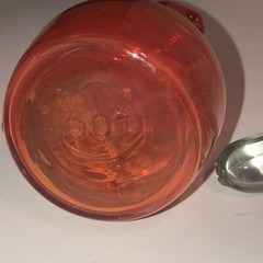 Vintage Glass Cruet Bottle W/ Stopper MCM Orange Pretty Empoli Fun