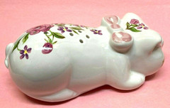 Ceramart Pig Vanity Potpourri Pomander Floral Made in Brazil 1978 Vintage