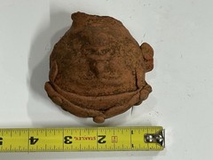 AMAZING LARGE PRE-COLUMBIAN HUMAN HEAD EFFIGY POTTERY BOTTLE / JAR, MEXICO