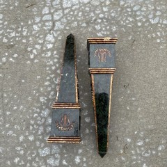 Vintage Neoclassical Green & Brass Obelisks Art Decor