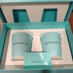 Tiffany & Co. Bone China Mug Set 10oz Blue Unused with Box & Ribbon