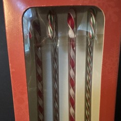 Longaberger Glass Candy Cane Ornament Set of 4 hand shaped NEW in box