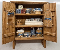 Vintage My Country Cupboard Primitive Wood Kitchen Cabinet Diorama Folk Art