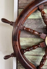 36 “Inch Large Antique Style Wooden Ship Wheel Nautical Wall Decor, Maritime Art