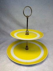 Vintage 1975 Fitz & Floyd Yellow 2-Tier Serving Tray