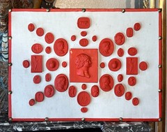 Set of Three Grand Tour Neoclassical Vintage Red Plaster Cast Waxed Intaglio set