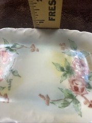 Antique Porcelain Hand Painted Trinket/Pin Tray/Dish Floral/Roses Signed “Lower”