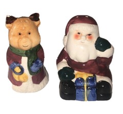 ￼Vintage ceramic salt and pepper shakers ￼Santa and reindeer Christmas
