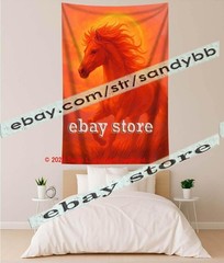 Fire Horse Spirit Tapestry 3D relief look Wall Art fantasy decor 59X82 in
