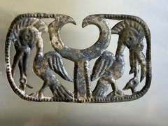 INCREDIBLE PRE-COLUMBIAN SILVER BIRD EFFIGY NOSE RING PENDANT GORGET PERU, COA
