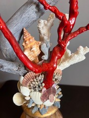 Vintage Italian Baroque Grotto Style Giltwood Faux Red Coral & Driftwood Article
