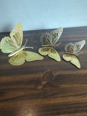 Set Of 3 Home Interiors & Gifts Gold Metal Butterflies Wall Decor Made In USA