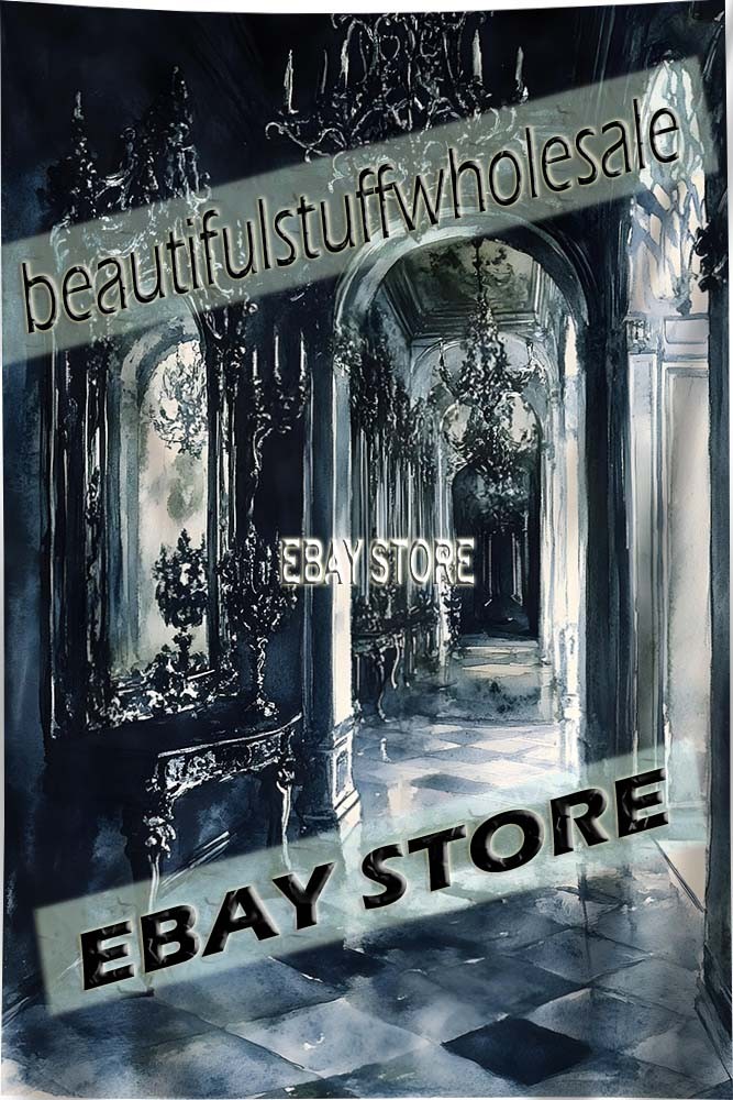 Gothic Hallway Wall Hanging Tapestry Dark Arches 39X59 in