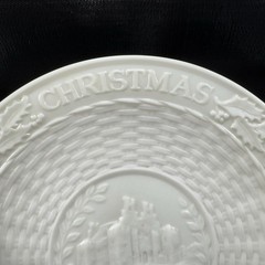 Belleek Christmas 9inch Plate Dish Fine Porcelain 1970 Castle Caldwell Ireland