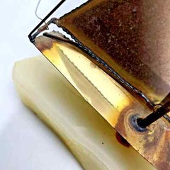 De Mott Brass Copper Sailboat 9″ Ship Signed Art Sculpture Onyx 1970s Heavy Vtg