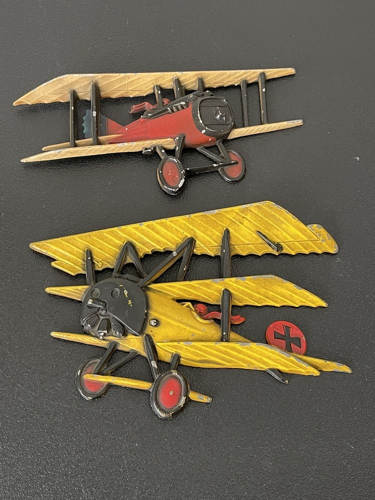 Set of 2 Homco USA 1975 Cast Aluminum Air Planes Bi-Planes Wall Decor FREE SHIP!