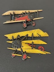 Set of 2 Homco USA 1975 Cast Aluminum Air Planes Bi-Planes Wall Decor FREE SHIP!