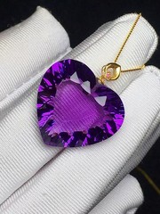 Natural Amethyst Quartz Purple Uruguay heart shape necklaces 18K