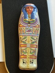 Vintage Egyptian Sarcophagus Tin Box British Museum Souvenir for Archaeologist Y