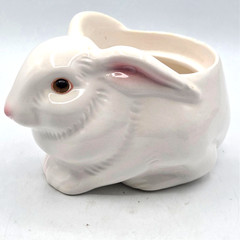 VINTAGE 70s Avon BUNNY CERAMIC PLANTER Candle Holder Hand Painted Brazil Easter