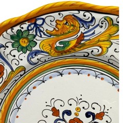 Pair Maioliche Deruta Italy Hand Painted Raffaellesco Majolica 10″ Dragon Plates