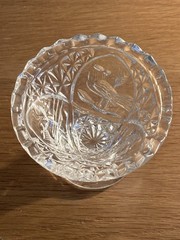 Vtg Hofbauer Byrdes Lead Crystal Glass Jam Trinket Vanity Compote Dish Bird Lid
