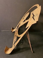 Art Deco 1930s Tin Newspaper Boy Lightning Bolt Collapsible Rack Feet Gold Paint