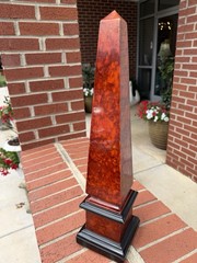 Red Marble Stone Obelisk 22”h Regency Neoclassical MCM Maximalist