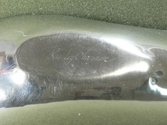 SHIRLEY CHARRON BEAUTIFUL PEWTER MODERNIST SIGNED HAND MADE TRAY HOLDER RARE