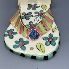 Diane Husson Ceramic Wall Hanging Flip Flop Shelf/ Tealight Holder 10.5”Tx4.75”W