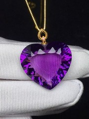 Natural Amethyst Quartz Purple Uruguay heart shape necklaces 18K