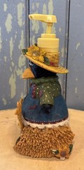 Vtg 1990s Country Crow in Dress Shaped Soap/Lotion Dispenser Sunflowers Strawhat