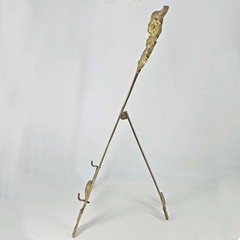 Vintage Gothic Style figural Brass Table Top Book Art Display Easel Stand 22″