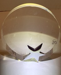 Sale Vintage Maxcrystal Circular Optical Crystal Piece W/ Polished Metal Star