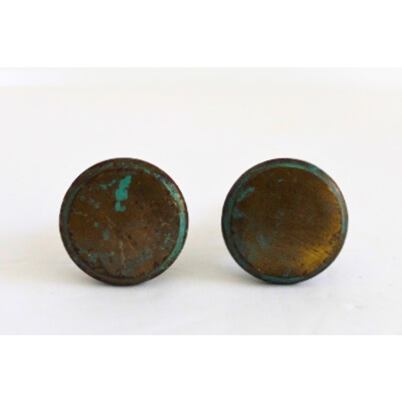 Antique Brass Draw Knobs Pulls Set of 2 Patina Verdigris