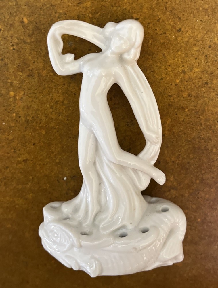 Antique Art Deco Porcelain Nude Female Hat Pin Holder Germany 4.5”