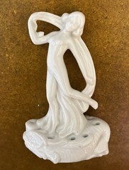 Antique Art Deco Porcelain Nude Female Hat Pin Holder Germany 4.5”