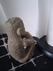 Pre-Columbian Carved Basalt Sqauting & Smoking Sukia ~ Costa Rica C. 800-1200 AD