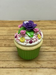 CERAMIC CUPCAKES – 2 pcs. – PERFECT CONDITION – FLORAL DESIGNS