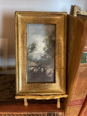 Vtg Italian Florentine Gold Gilt Framed European Landscape Print Art 4×6″